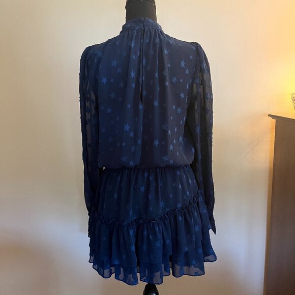 Ramy Brook Sashah Star Pattern Blouson Dress in Navy - Picture 5 of 8
